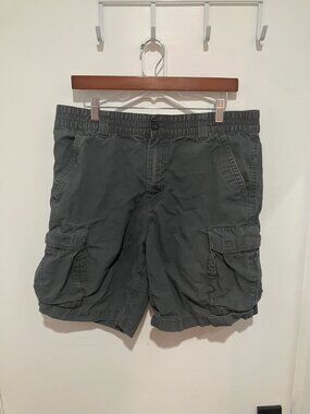 Outdoor Life Men's Charcoal Gray Cargo Shorts Elastic Waist Utility Pockets Size
